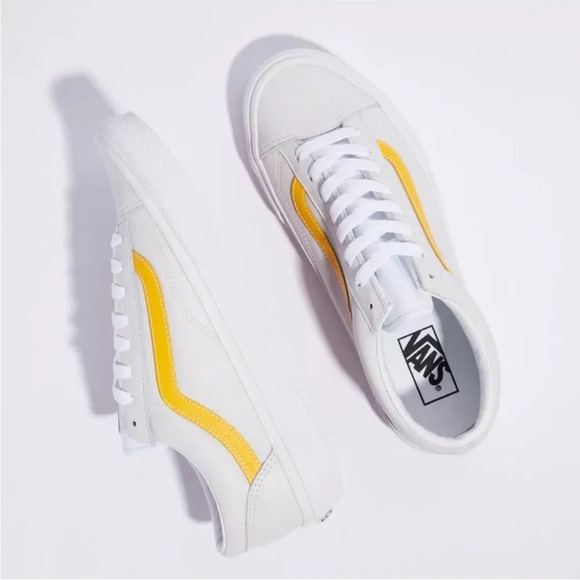 Vans Style 36 Leather Pop Yellow/True White Sneakers Low-Top Shoes Mens 9 W 10.5 - Picture 5 of 14